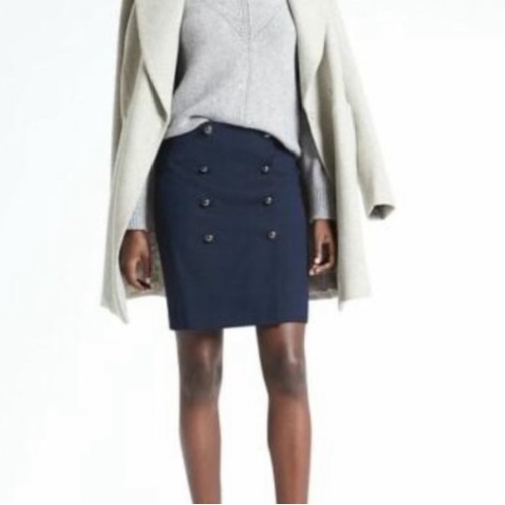 Banana Republic Navy Button Front Skirt